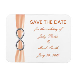 Íman Orange Infinity Wedding Save The Date Magnet