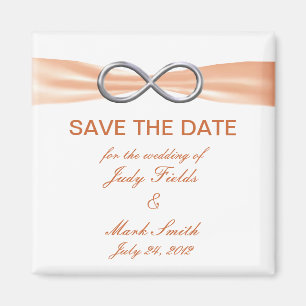 Íman Orange Infinity Wedding Save The Date Magnet
