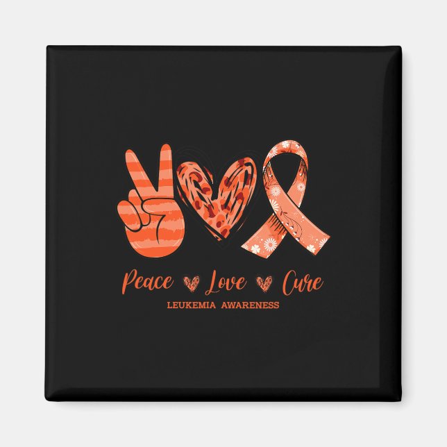 Íman Orange Lepard Peace Love Cure Leukemia Sensibiliza (Frente)