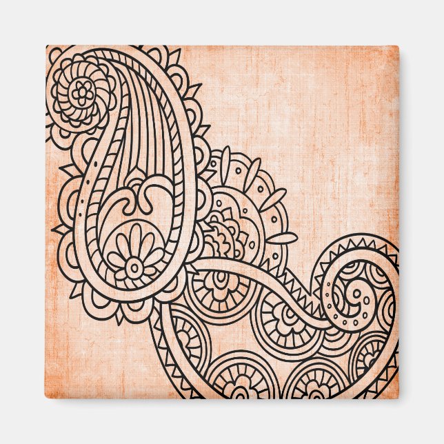 Íman Orange Mehndi Motif Magnet (Frente)