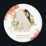 Íman Orange Oleander Flowers Foto de agradecimento Casa<br><div class="desc">Orange Oleander Flowers Foto de agradecimento Imagem de Casamento. Imã de casamento fotográfico com uma foto de casamento,  noiva,  noiva e noivo e data de casamento. Personalize com sua foto de casamento e outros detalhes. Um obrigado elegante e floral,  seu imã,  excelente como presente para seus convidados de casamento.</div>