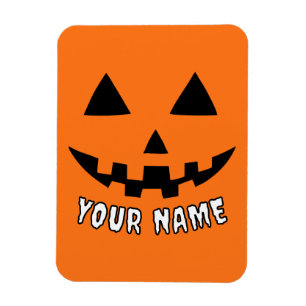 Íman Orange Pumpkin Personalizado Halloween Seu Nome