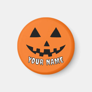 Íman Orange Pumpkin Personalizado Halloween Seu Nome