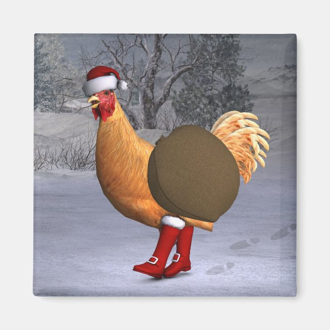 Íman Orange Rooster Santa Claus (Frente)