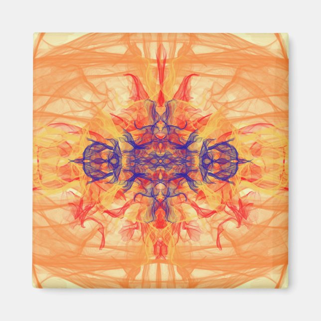 Íman ORANGE SMOKE - Arte Fractal - Magnet (Frente)