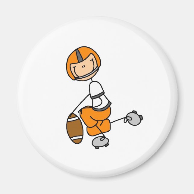 Íman Orange Stick Figure Camisetas e presentes de futeb (Frente)