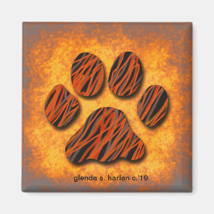 Íman Orange Tone Paw Design por Glenda S. Harlan