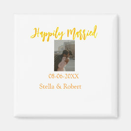 Íman Orange yellow retro photo happily married couple