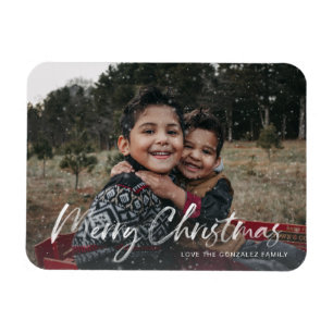 Íman Orçamento Faux Neve Feliz Foto de Natal