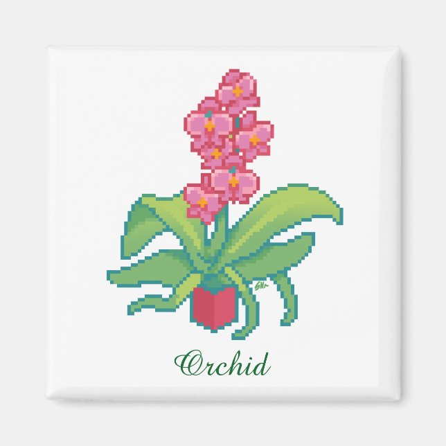 Íman orchid pixelart, Pixel Art  (Frente)