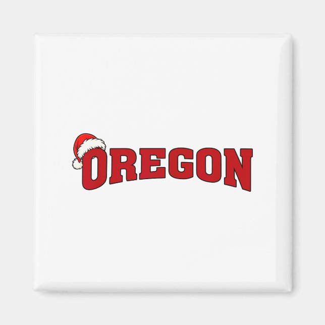 Íman Oregon Christmas Santa Hat Retro Throwback Souveni (Frente)