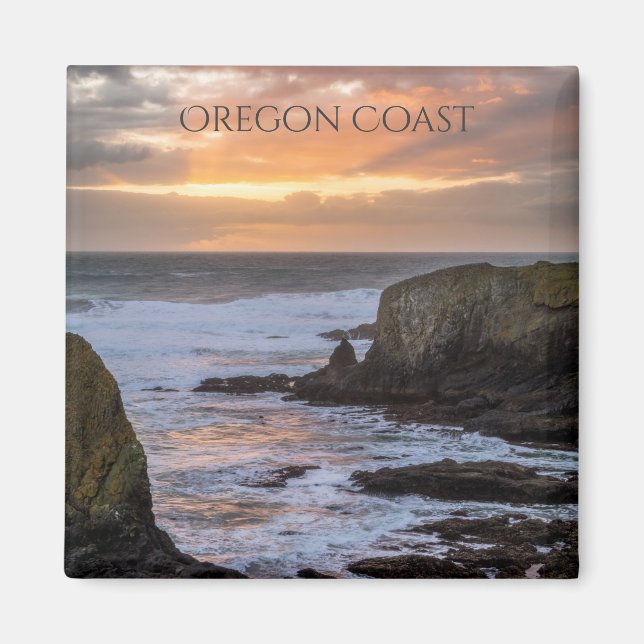 Íman Oregon Coast Yaquina Sunset Ocean Photo Souvenir (Frente)