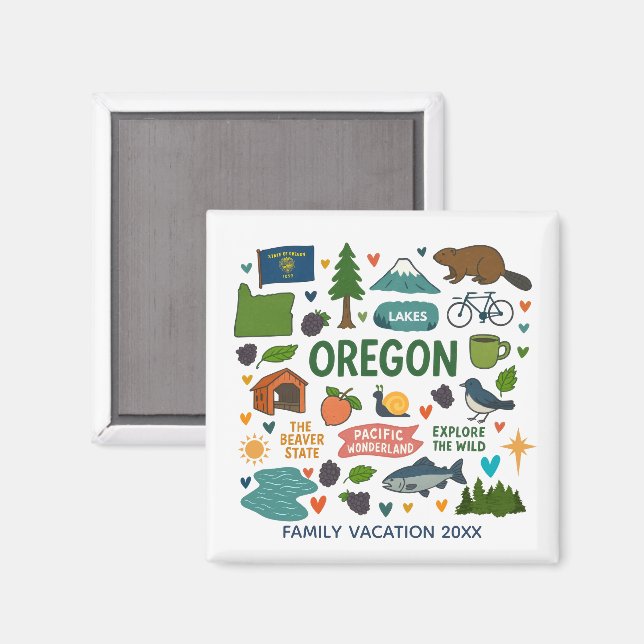 Íman Oregon Family Trip Keepsake Custom (Front/Back)