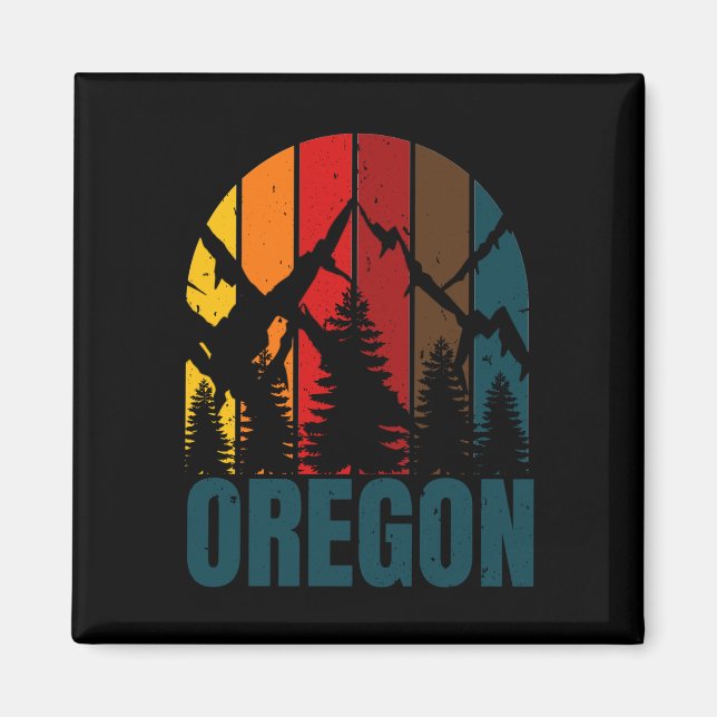 Íman Oregon Mountains Retro Vintage (Frente)