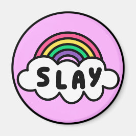 Íman Orgulho - cor do arco-íris com nuvens.