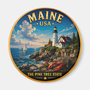 Íman Orgulho Costeiro do Estado do Pinheiro do Maine 🌲