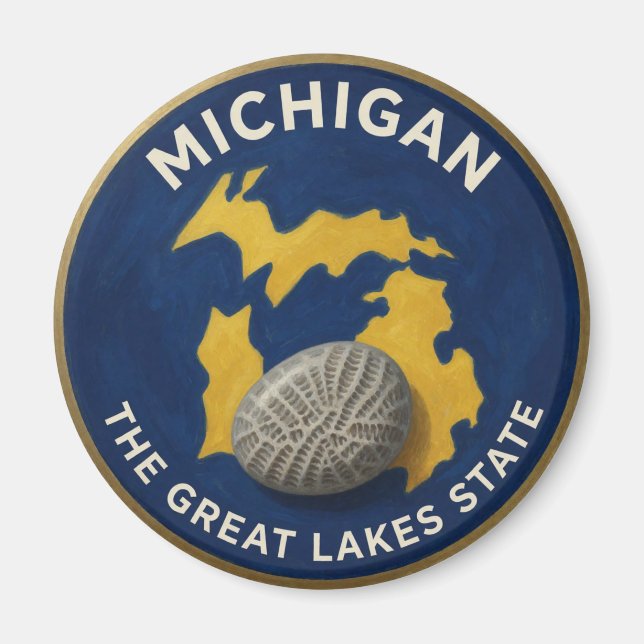 Íman Orgulho de Michigan State Emblema Wolverine 🐾 (Frente)