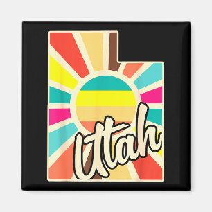 Íman Orgulho de Utah retrô design colorido do estado co