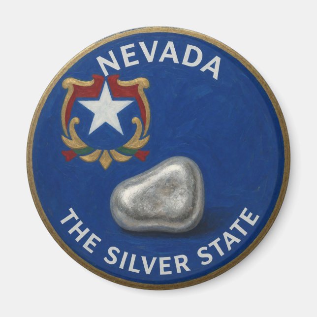 Íman Orgulho do Estado de Nevada Emblema Prata ⛏️ (Frente)