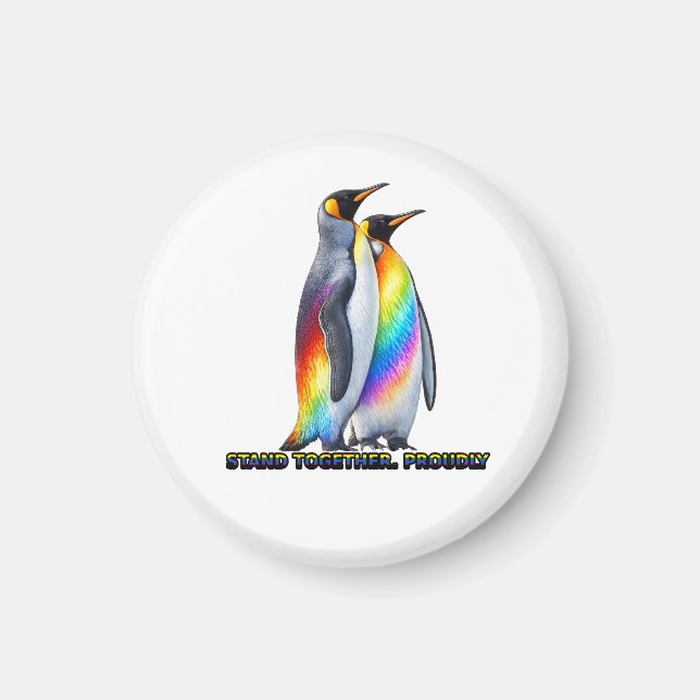 Íman Orgulho do Pingüim Arco-íris Fica Junto (Frente)