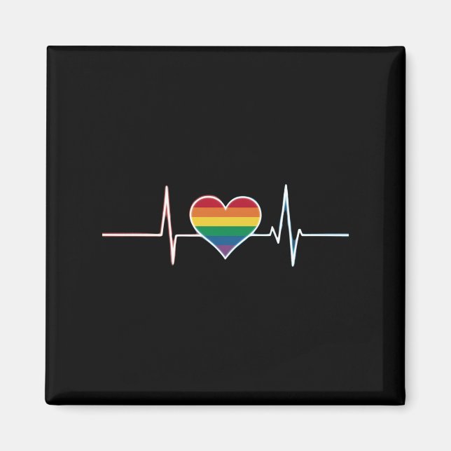Íman Orgulho gay LGBT Heartbeat Lésbicas Gay Adoram (Frente)