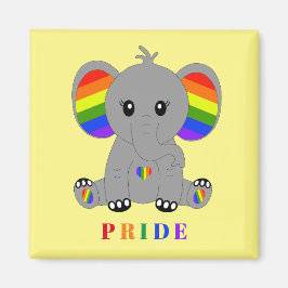 Íman Orgulho gay LGBTQ - elefante giro com bandeira arc