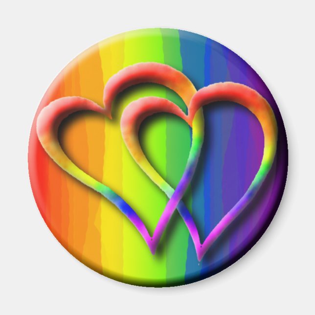 Íman Orgulho gay Rainbow Hearts interligados LGBT (Frente)