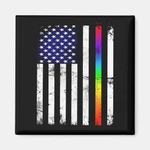 Íman Orgulho gay Thin Rainbow Line American Flag