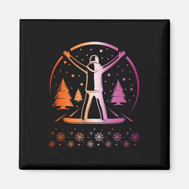 Íman Orgulho Lésbico Subtil Lgbtq Snowboard Out (Frente)