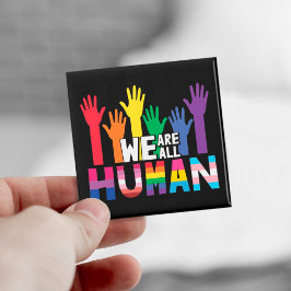 Íman Orgulho LGBTQ Todos somos mãos humanas do arco-íri