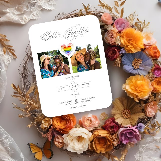 Íman Orgulho Melhor Junto Rainbow LGBT Heart 2 Fotos (Criador carregado)