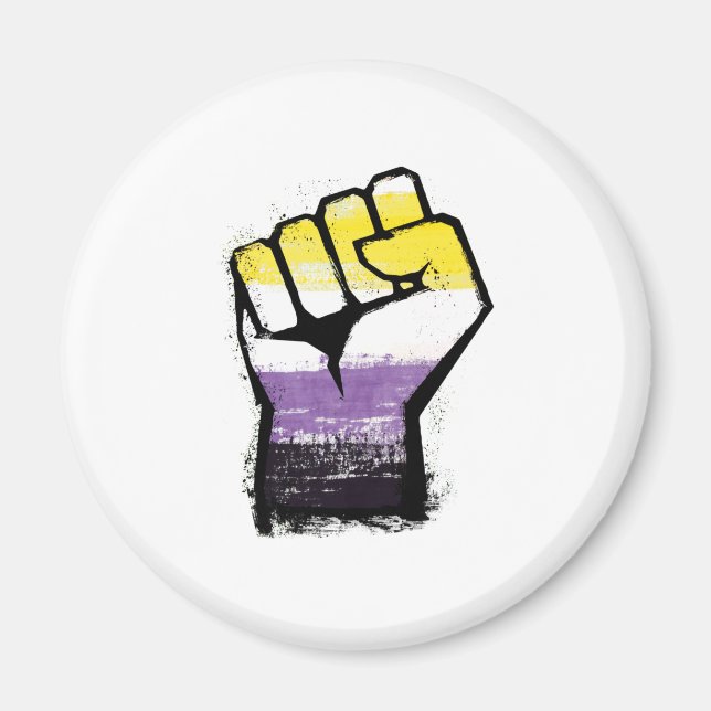 Íman Orgulho Não Binário Punho de Protesto (Frente)