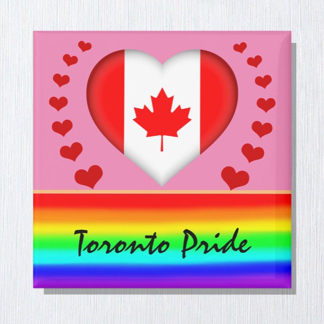 Íman Orgulho Toronto & Corações & Sinalizador Rainbow / (Criador carregado)