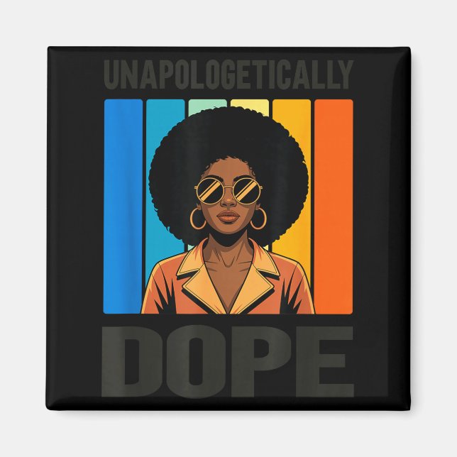 Íman Orgulhosamente Mulher Afro Retro Orgulho Negro (Frente)