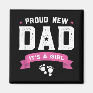 Íman Orgulhoso Novo Pai É Uma Menina Bonito Bebê Dia do