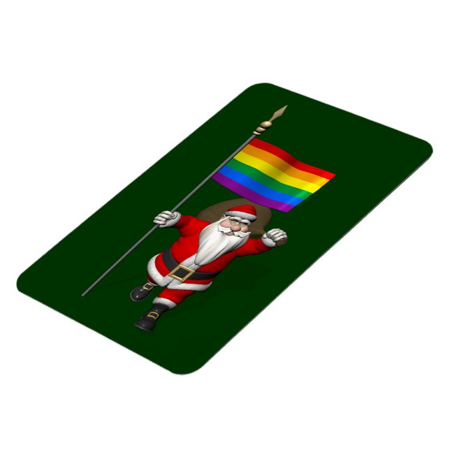 Íman Orgulhoso Papai Noel Com Bandeira Arco-Íris (Left Side)