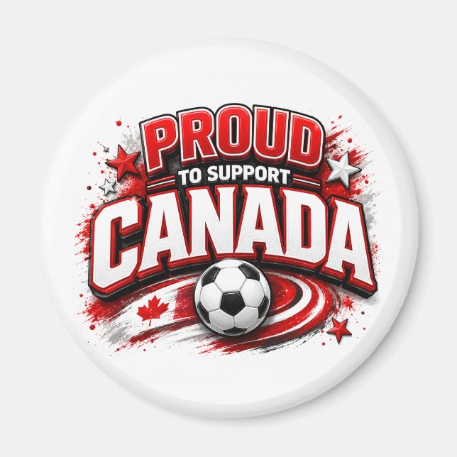 Íman ORGULHOSO POR CANADÁ Fã de Futebol | Canadense (Frente)