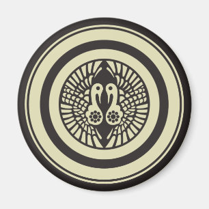 Íman Oriental Beige Cinza Ikko Ikki Japão Mon Vetor Art