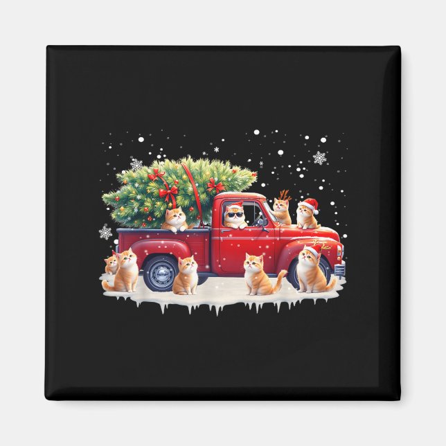 Íman Oriental Cat Red Truck Christmas Tree Santa Ugly X (Frente)