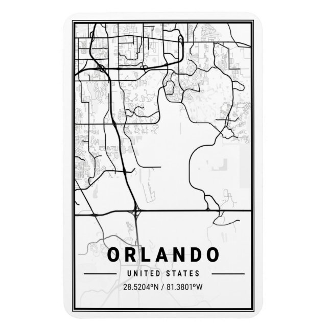 Íman Orlando Florida EUA Viagem City Map Poster (Vertical)