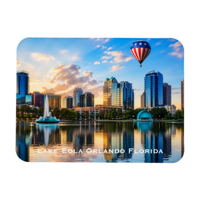 Íman Orlando Florida Skyline Lake Eola Hot Air Balloon (Horizontal)