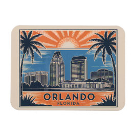 Íman Orlando Florida Skyline Médio Century Estilo Vinta