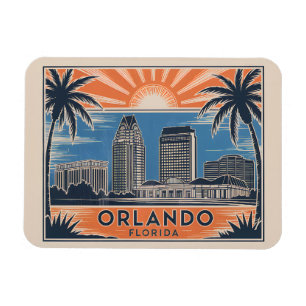 Íman Orlando Florida Skyline Médio Century Estilo Vinta