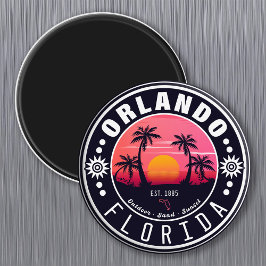 Íman Orlando Florida Tropical Retro Sunset Souvenir 60