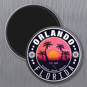 Íman Orlando Florida Tropical Retro Sunset Souvenir 60