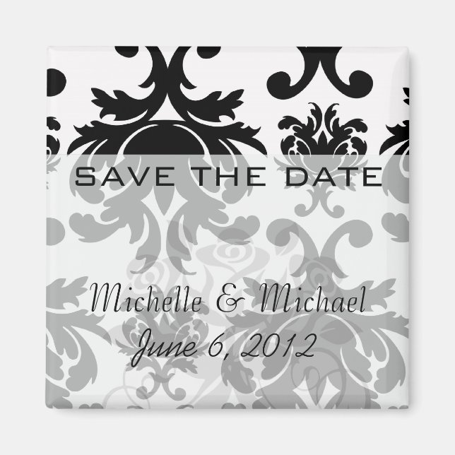 Íman ornamentado branco preto (Frente)