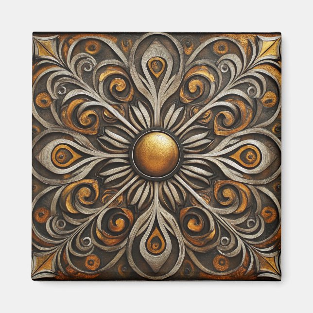 Íman Ornamentado de rolagem com o Ouro Center2 (Frente)