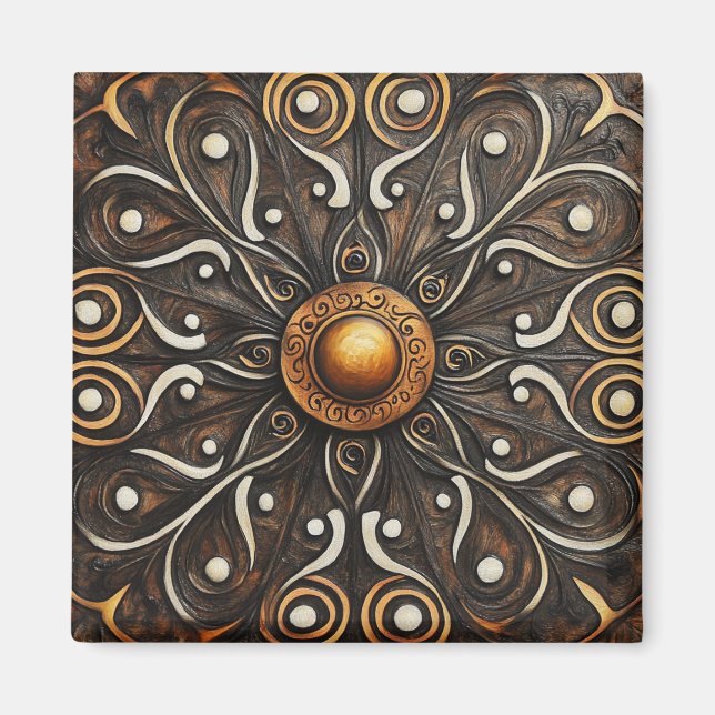 Íman Ornamentado Scrollwork com o Ouro Center 4 (Frente)