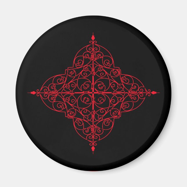 Íman ornamental vermelho e preto (Frente)