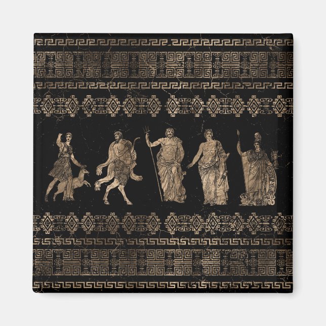 Íman Ornamento-chave de Deidades Gregas e Meander (Frente)